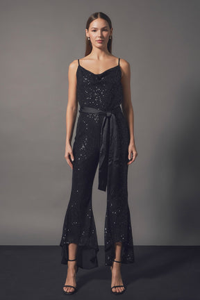 ENDLESS ROSE - Sequin Spaghetti Strap Jumpsuit - JUMPSUITS available at Objectrare