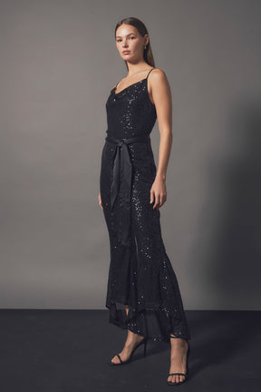 ENDLESS ROSE - Sequin Spaghetti Strap Jumpsuit - JUMPSUITS available at Objectrare