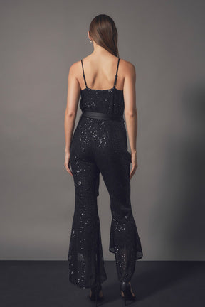 ENDLESS ROSE - Sequin Spaghetti Strap Jumpsuit - JUMPSUITS available at Objectrare