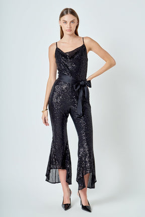 ENDLESS ROSE - Sequin Spaghetti Strap Jumpsuit - JUMPSUITS available at Objectrare