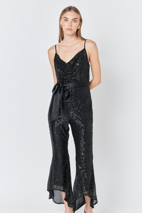 ENDLESS ROSE - Sequin Spaghetti Strap Jumpsuit - JUMPSUITS available at Objectrare