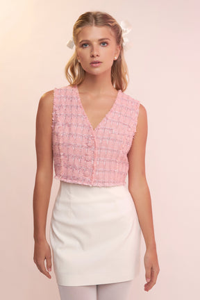 ENGLISH FACTORY - Cropped Tweed Vest - TOPS available at Objectrare