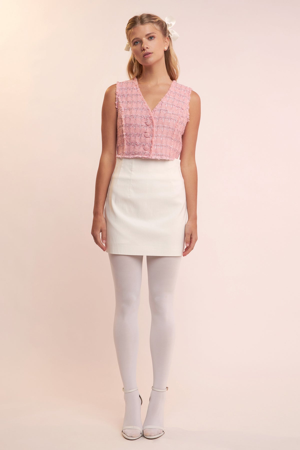 ENGLISH FACTORY - Cropped Tweed Vest - TOPS available at Objectrare