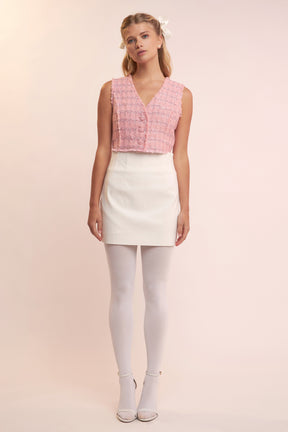 ENGLISH FACTORY - Cropped Tweed Vest - TOPS available at Objectrare
