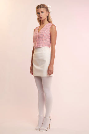 ENGLISH FACTORY - Cropped Tweed Vest - TOPS available at Objectrare