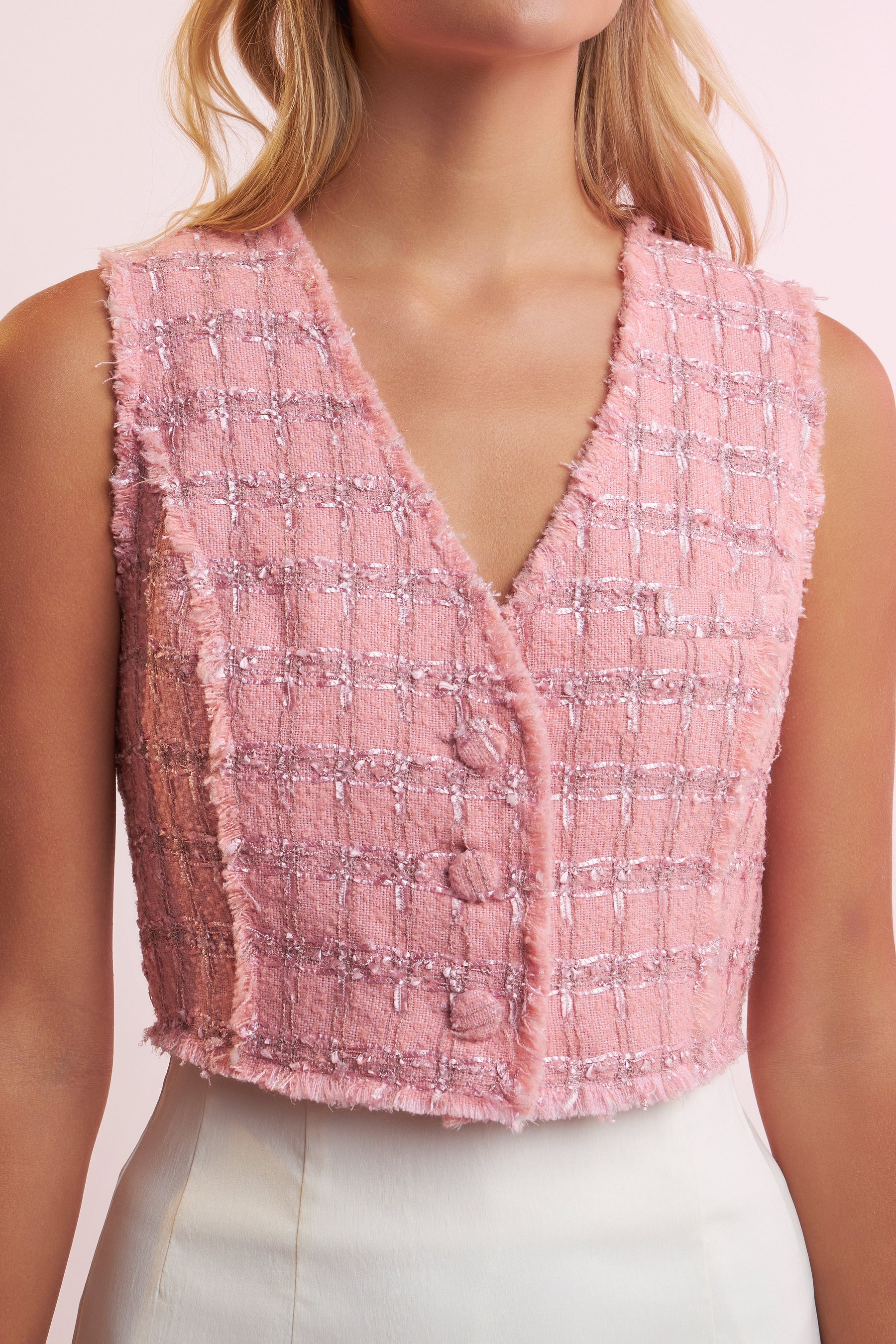 ENGLISH FACTORY - Cropped Tweed Vest - TOPS available at Objectrare