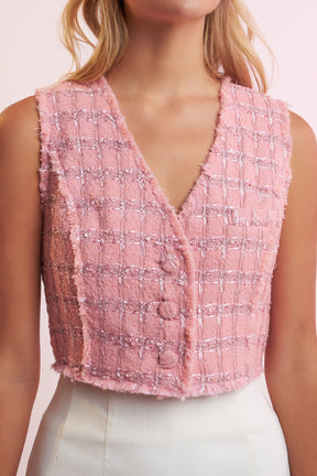 ENGLISH FACTORY - Cropped Tweed Vest - TOPS available at Objectrare