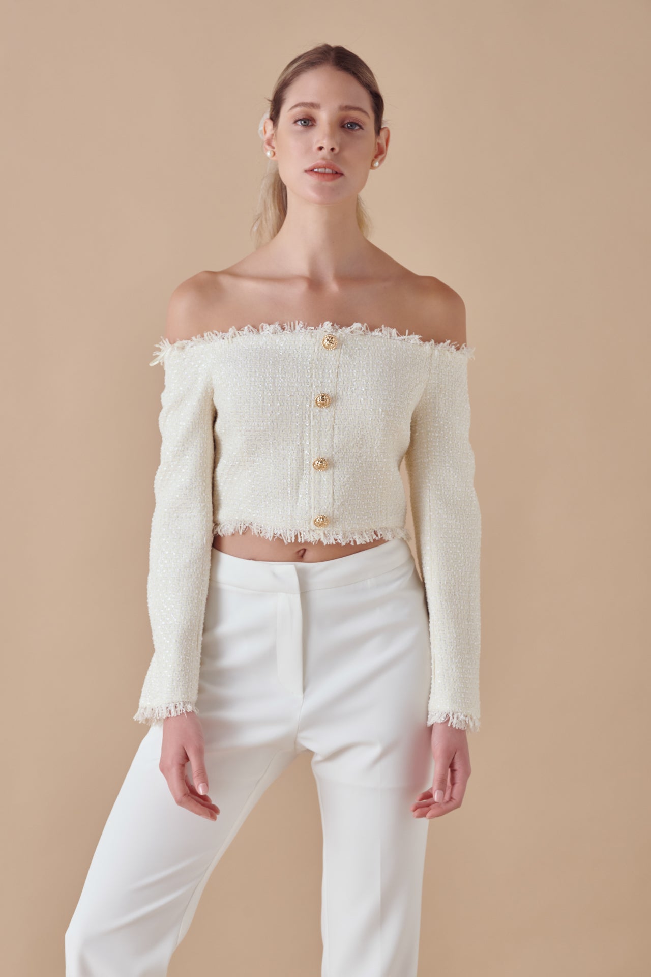 ENDLESS ROSE - Off-The-Shoulder Long Sleeve Top - TOPS available at Objectrare