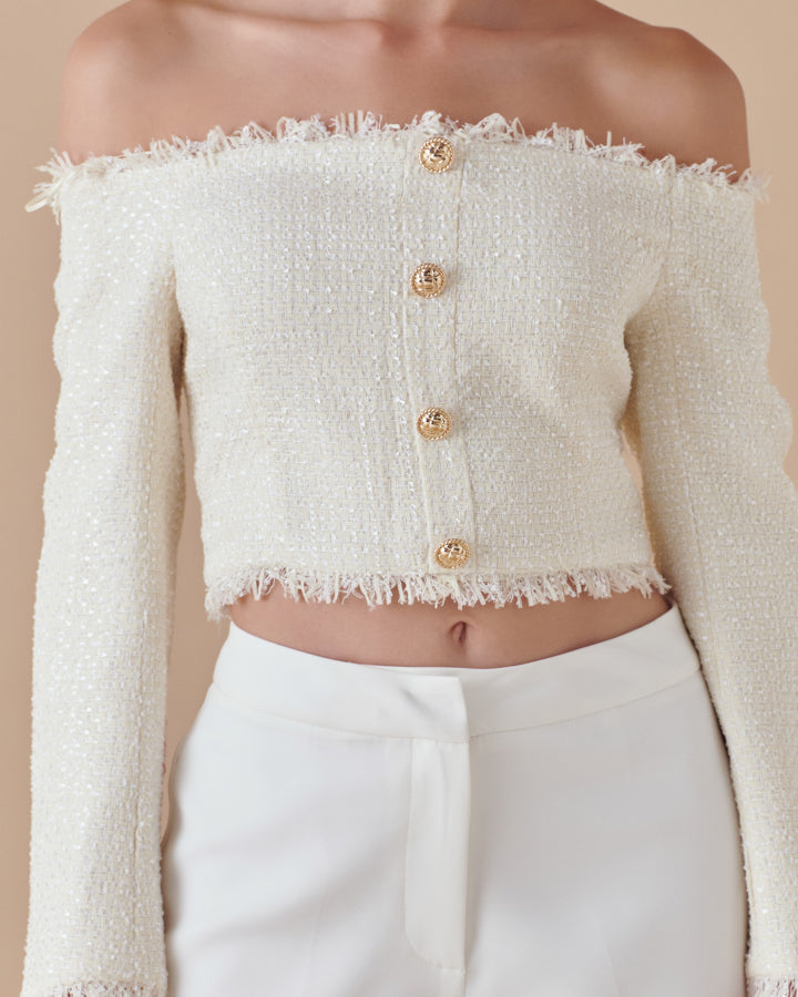 ENDLESS ROSE - Off-The-Shoulder Long Sleeve Top - TOPS available at Objectrare