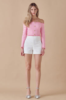 ENDLESS ROSE - Off-The-Shoulder Long Sleeve Top - TOPS available at Objectrare