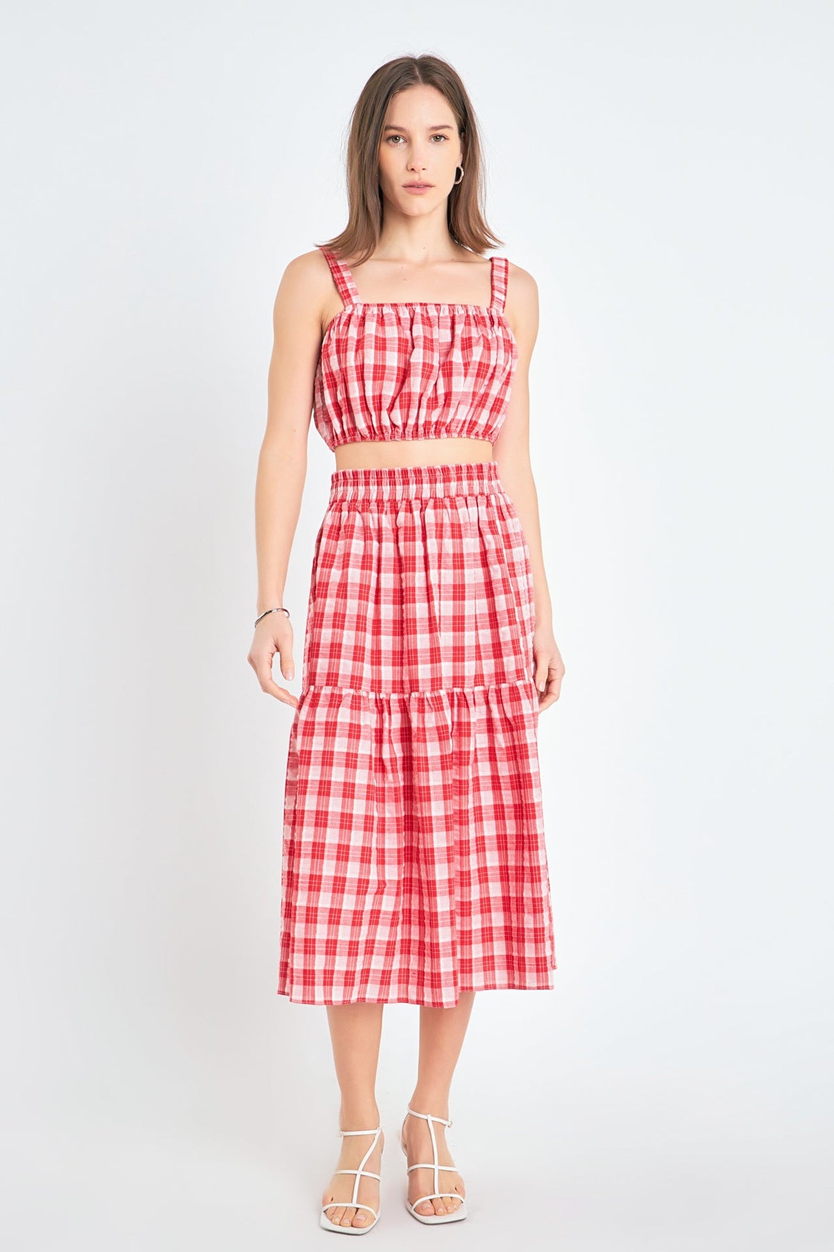 ENGLISH FACTORY - Gingham Midi Skirt - SKIRTS available at Objectrare