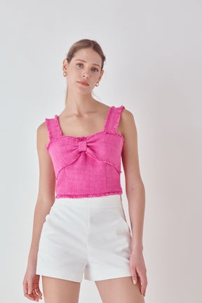 ENDLESS ROSE - Tweed Bow Tie Top - TOPS available at Objectrare