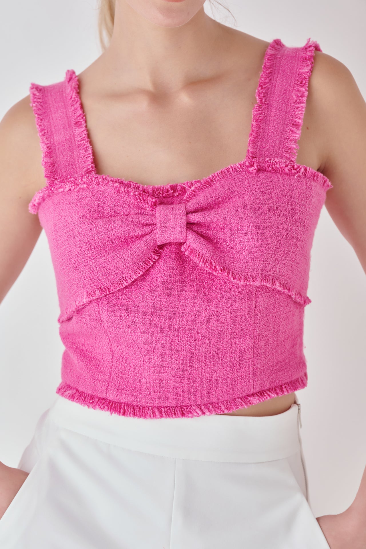 ENDLESS ROSE - Tweed Bow Tie Top - TOPS available at Objectrare