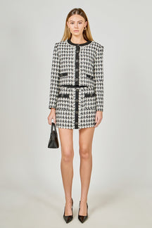 ENDLESS ROSE - Premium Cropped Tweed Jacket With Fringe - BLAZERS available at Objectrare