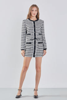 ENDLESS ROSE - Premium Cropped Tweed Jacket With Fringe - BLAZERS available at Objectrare