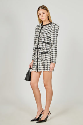 ENDLESS ROSE - Premium Cropped Tweed Jacket With Fringe - BLAZERS available at Objectrare
