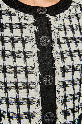 ENDLESS ROSE - Premium Cropped Tweed Jacket With Fringe - BLAZERS available at Objectrare