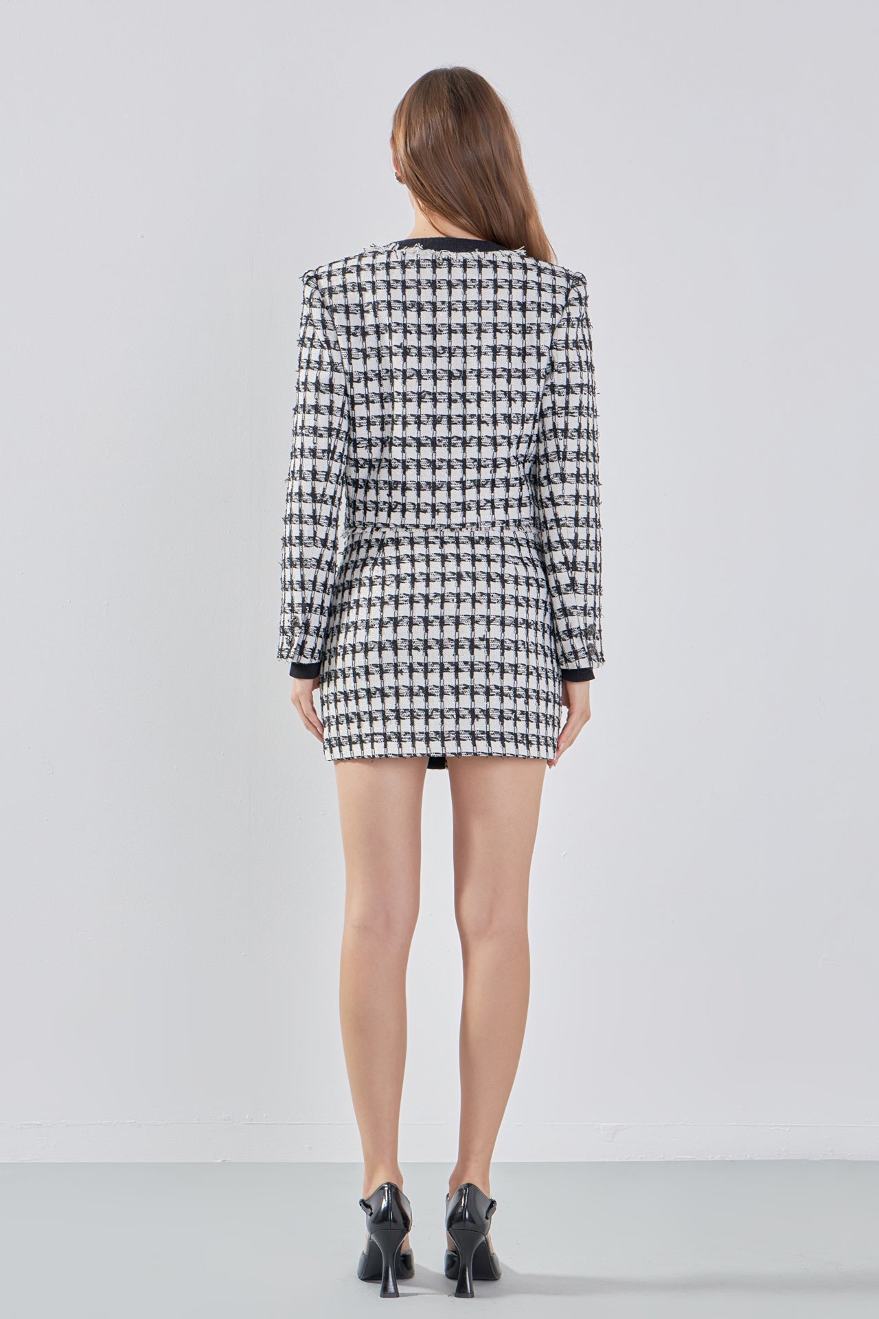 ENDLESS ROSE - Premium Cropped Tweed Jacket With Fringe - BLAZERS available at Objectrare