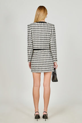 ENDLESS ROSE - Premium Tweed Mini Skirt With Fringe - SKIRTS available at Objectrare