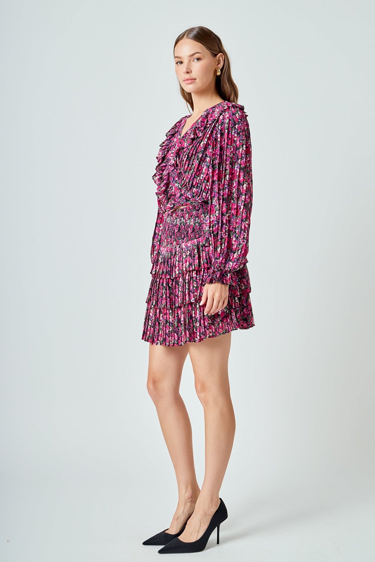 ENDLESS ROSE - Chiffon Floral Printed Mini Skirt - SKIRTS available at Objectrare