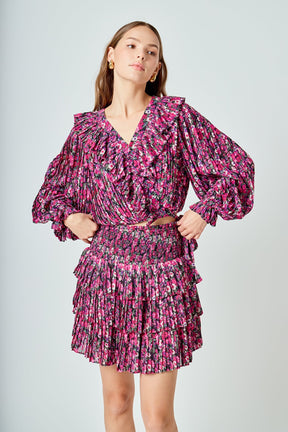 ENDLESS ROSE - Chiffon Floral Printed Mini Skirt - SKIRTS available at Objectrare