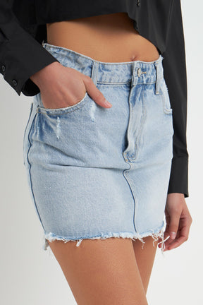 GREY LAB - Grey Lab - High Low Acid Wash Denim Skirt - SKIRTS available at Objectrare