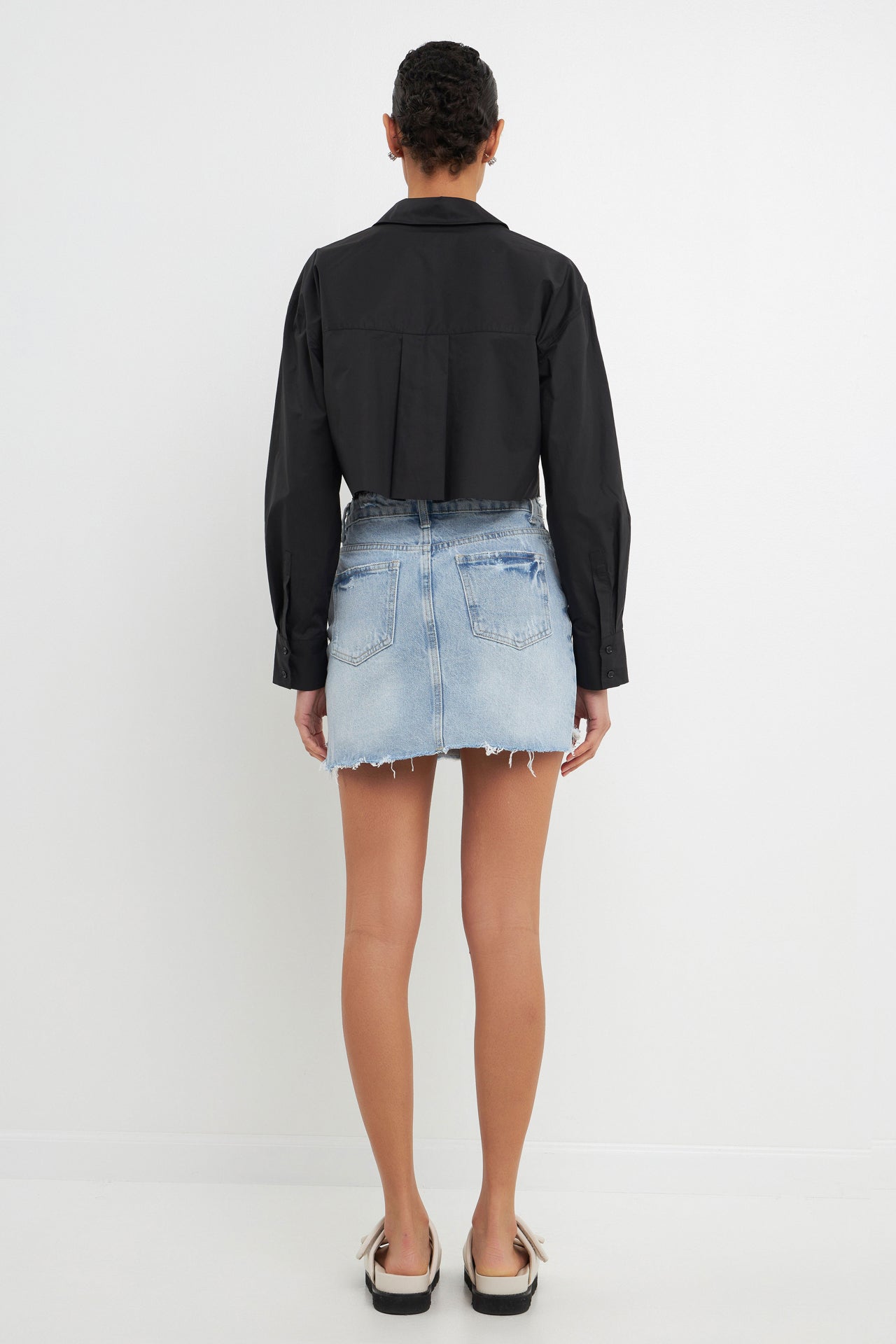 GREY LAB - Grey Lab - High Low Acid Wash Denim Skirt - SKIRTS available at Objectrare