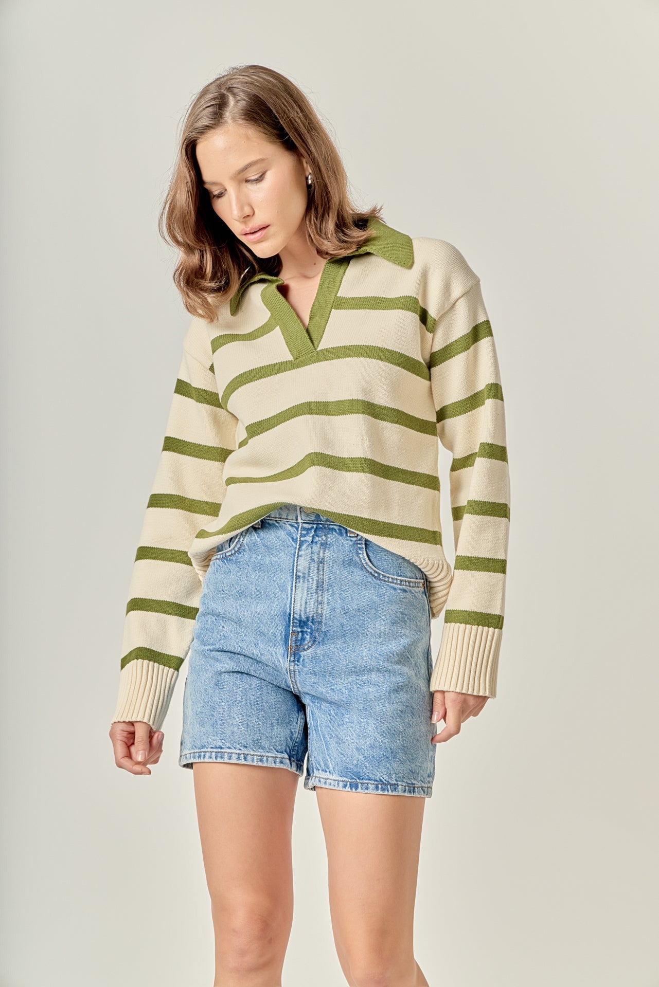 ENGLISH FACTORY - Striped Collared Sweater - SWEATERS & KNITS available at Objectrare