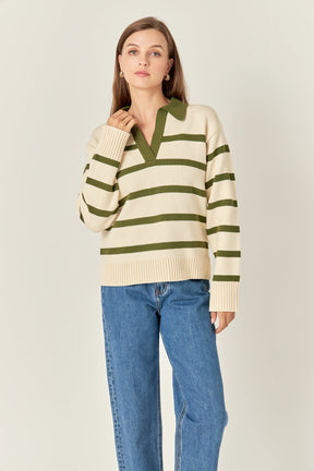 ENGLISH FACTORY - English Factory - Striped Collared Sweater - SWEATERS & KNITS available at Objectrare