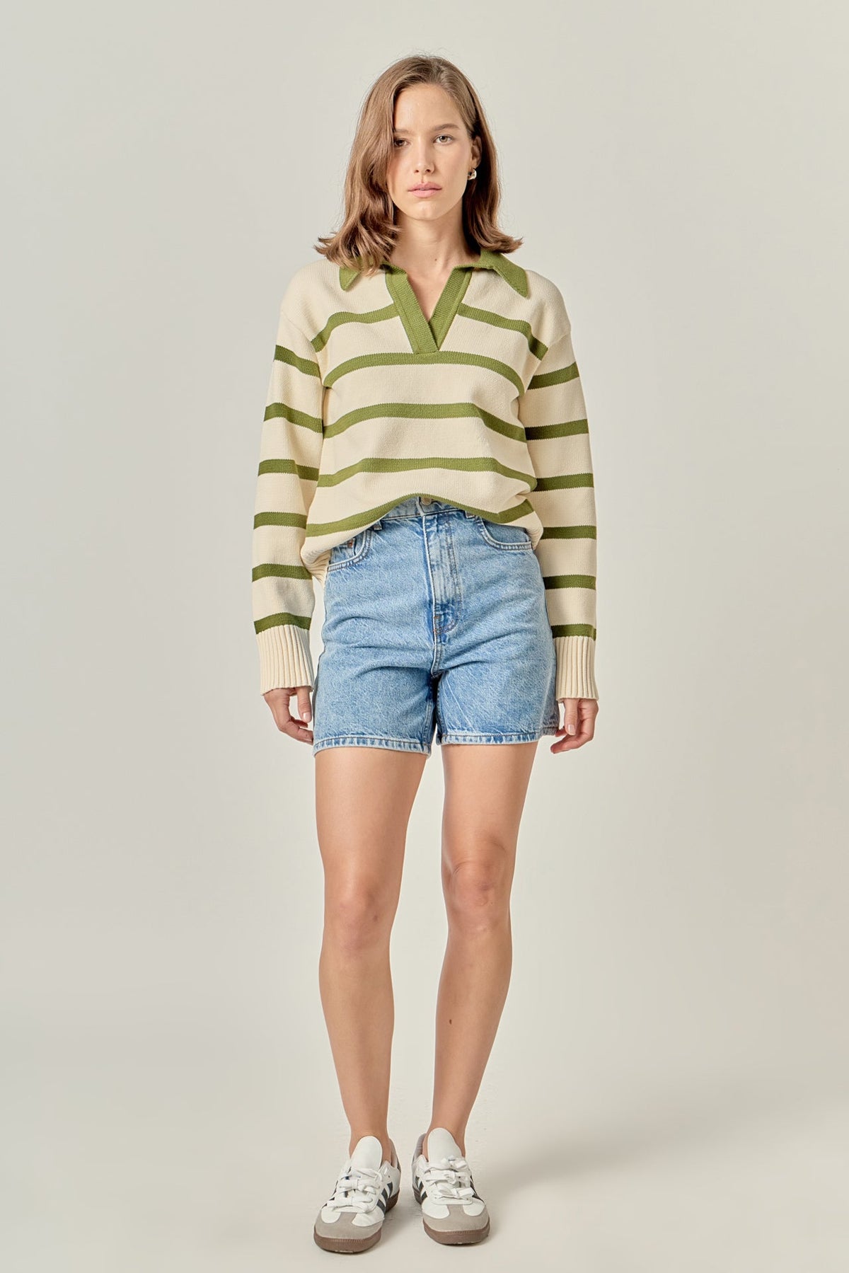 ENGLISH FACTORY - Striped Collared Sweater - SWEATERS & KNITS available at Objectrare