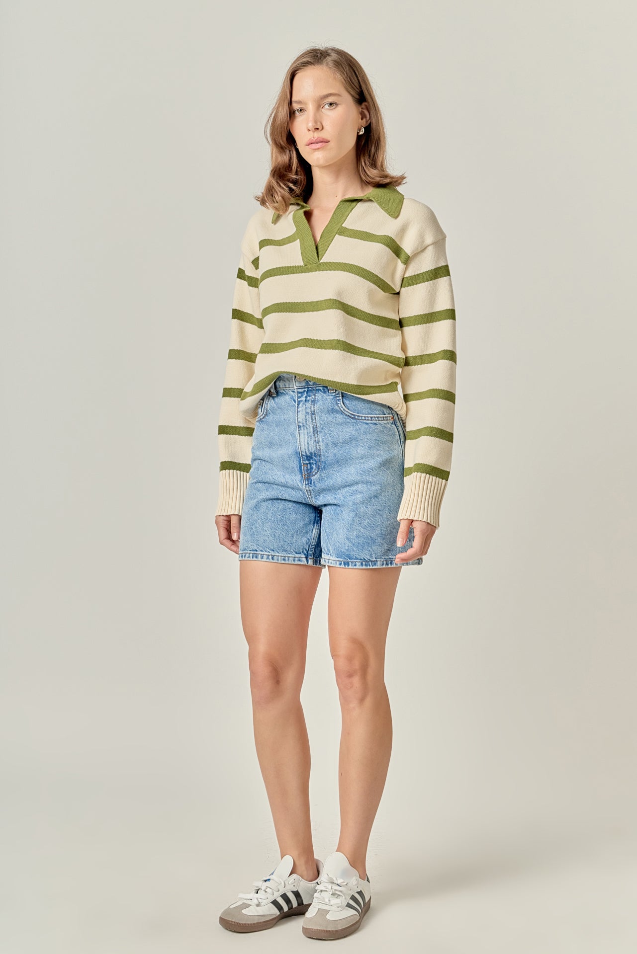 ENGLISH FACTORY - Striped Collared Sweater - SWEATERS & KNITS available at Objectrare