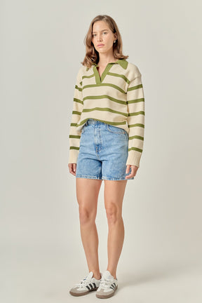 ENGLISH FACTORY - Striped Collared Sweater - SWEATERS & KNITS available at Objectrare