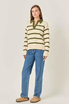 ENGLISH FACTORY - English Factory - Striped Collared Sweater - SWEATERS & KNITS available at Objectrare