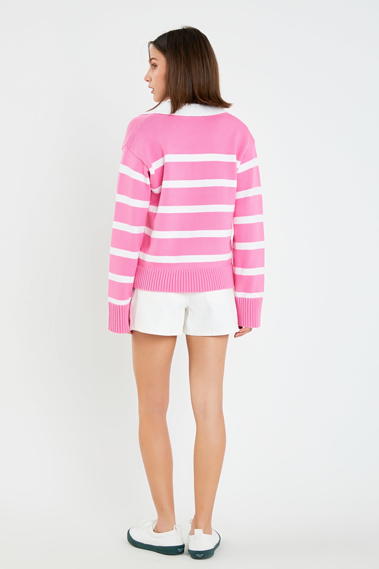 ENGLISH FACTORY - Striped Collared Sweater - SWEATERS & KNITS available at Objectrare