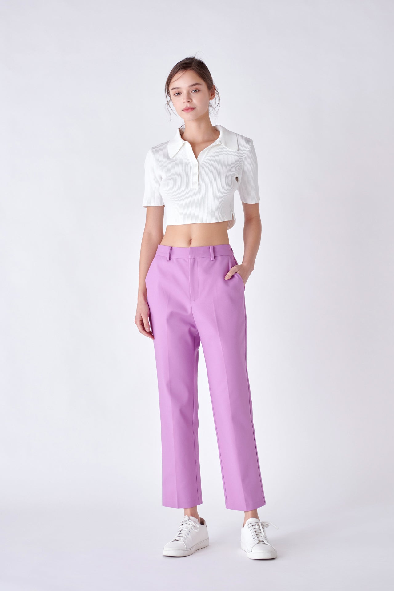 River Island Button Faux Pocket Cigarette Pants In Purple | ModeSens