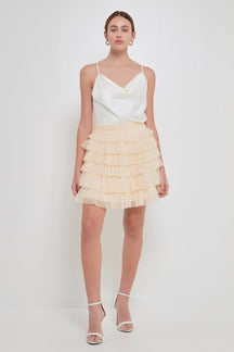 ENDLESS ROSE - Tiered Tulle Mini Skirt - SKIRTS available at Objectrare