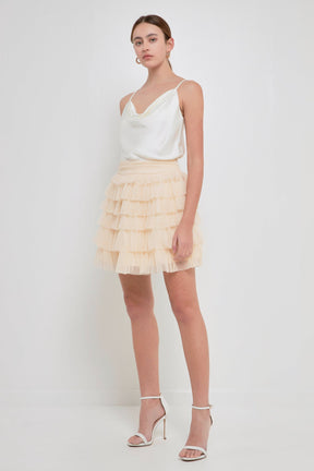 ENDLESS ROSE - Tiered Tulle Mini Skirt - SKIRTS available at Objectrare