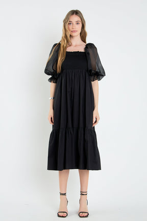 ENGLISH FACTORY - English Factory - Mixed Media Square Neck Maxi Dress - DRESSES available at Objectrare