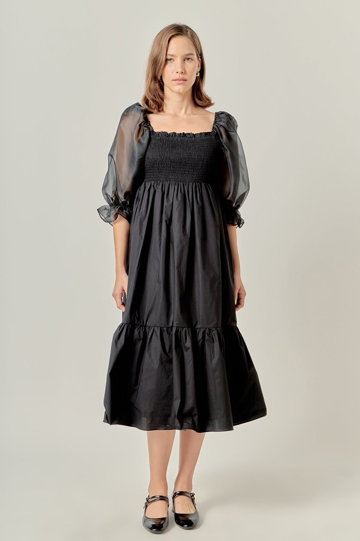 ENGLISH FACTORY - Mixed Media Square Neck Maxi Dress - DRESSES available at Objectrare