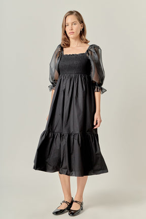 ENGLISH FACTORY - Mixed Media Square Neck Maxi Dress - DRESSES available at Objectrare