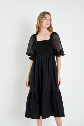 ENGLISH FACTORY - English Factory - Mixed Media Square Neck Maxi Dress - DRESSES available at Objectrare