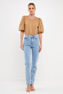 ENGLISH FACTORY - Puff Sleeve Ponte Top - TOPS available at Objectrare