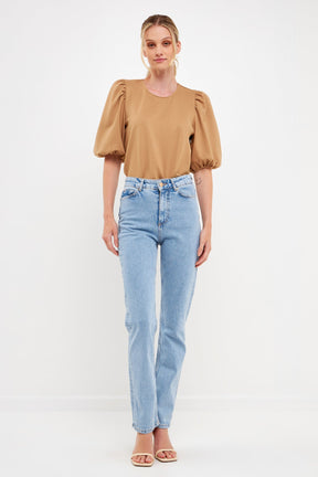 ENGLISH FACTORY - Puff Sleeve Ponte Top - TOPS available at Objectrare