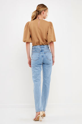 ENGLISH FACTORY - Puff Sleeve Ponte Top - TOPS available at Objectrare