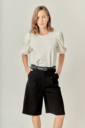 ENGLISH FACTORY - Ponte Puff Sleeve Top - TOPS available at Objectrare