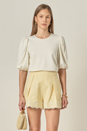 ENGLISH FACTORY - Ponte Puff Sleeve Top - TOPS available at Objectrare