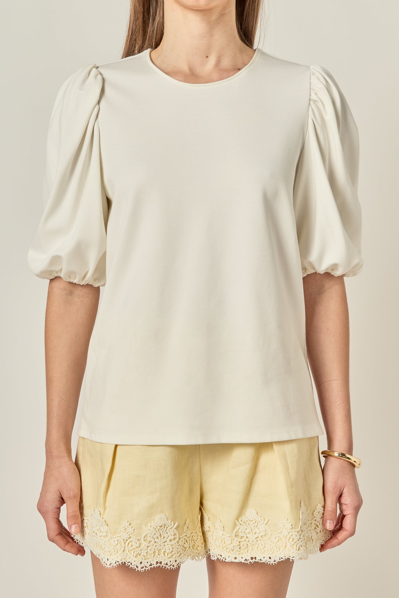 ENGLISH FACTORY - Ponte Puff Sleeve Top - TOPS available at Objectrare