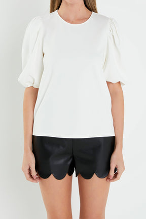 ENGLISH FACTORY - English Factory - Puff Sleeve Ponte Top - TOPS available at Objectrare