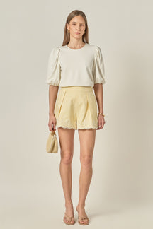 ENGLISH FACTORY - Ponte Puff Sleeve Top - TOPS available at Objectrare