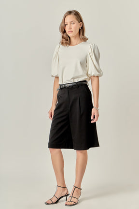 ENGLISH FACTORY - Ponte Puff Sleeve Top - TOPS available at Objectrare